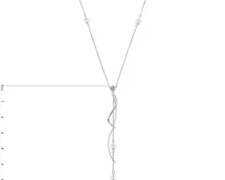 Naszyjnik z białego złota z brylantem i perłami - próba 375