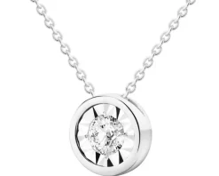 Naszyjnik z białego złota z brylantem - 0,12 ct - próba 585