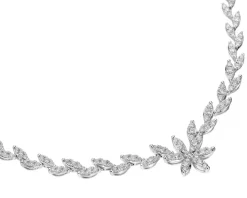 Naszyjnik z białego złota z brylantami - kwiat - 42 cm - 2,00 ct - próba 585