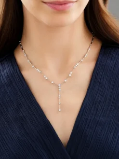 Naszyjnik z białego złota z brylantami - 42 cm - 1,55 ct - próba 750