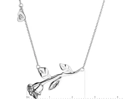 Naszyjnik z białego złota z diamentem - kwiat, róża, serce - 0,005 ct - próba 585