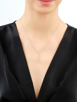 Naszyjnik z białego złota z diamentami - 0,25 ct - próba 585