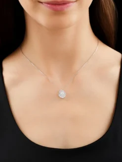 Naszyjnik z białego złota z diamentami - VS2/H - 0,85 ct - próba 585