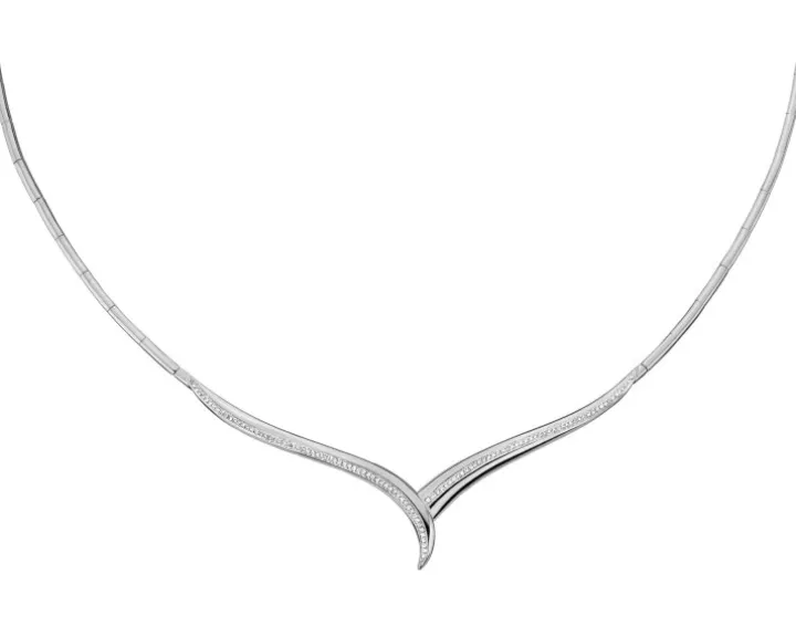 Naszyjnik z białego złota z diamentami - 0,32 ct - próba 750