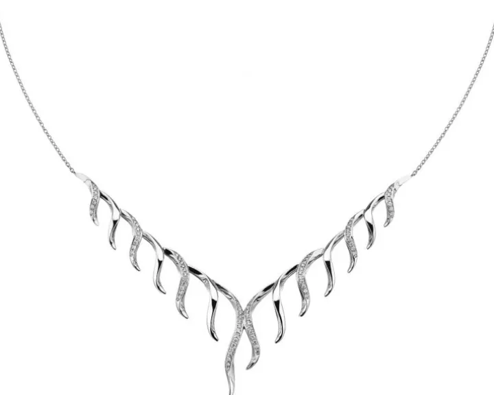 Naszyjnik z białego złota z brylantami - 0,27 ct - próba 585
