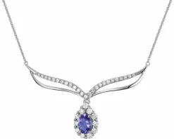 Naszyjnik z białego złota z brylantami i tanzanitem - próba 585
