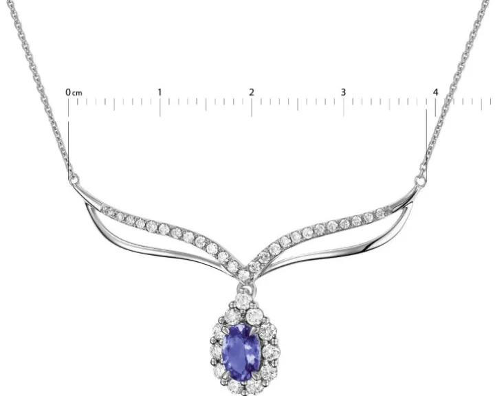 Naszyjnik z białego złota z brylantami i tanzanitem - próba 585