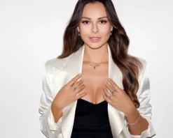 Naszyjnik z białego złota z brylantami i tanzanitem - próba 585