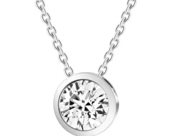 Naszyjnik z białego złota z brylantem laboratoryjnym - 0,30 ct - próba 585