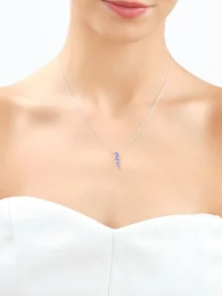 Naszyjnik z białego złota z diamentami i tanzanitami - próba 585