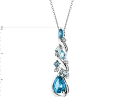 Naszyjnik z białego złota z brylantami i topazami - próba 585