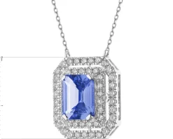 Naszyjnik z białego złota z brylantami i tanzanitem - próba 750