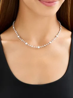 Naszyjnik z białego złota z brylantami - 42 cm - 5,00 ct - próba 750