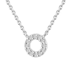 Naszyjnik z białego złota z diamentami - 0,02 ct - próba 585