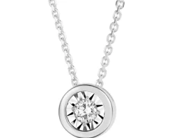 Naszyjnik z białego złota z brylantem - 0,05 ct - próba 375