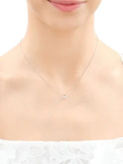 Naszyjnik z białego złota z brylantem - 0,05 ct - próba 375