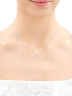 Naszyjnik z białego złota z brylantem - 0,01 ct - próba 375