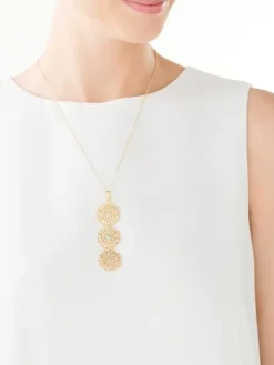 Naszyjnik z brązu pozłacany z cyrkonią - rozety