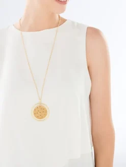 Naszyjnik z brązu pozłacany z cyrkoniami - koło