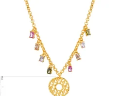 Naszyjnik z brązu pozłacany z cyrkoniami