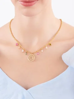 Naszyjnik z brązu pozłacany z cyrkoniami