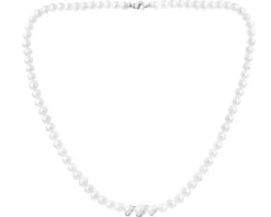 Naszyjnik z cyrkoniami i elementami z białego złota - perły