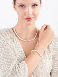 Naszyjnik z elementami z  żółtego złota - perły