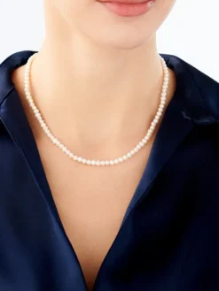 Naszyjnik z elementami z białego złota - perły