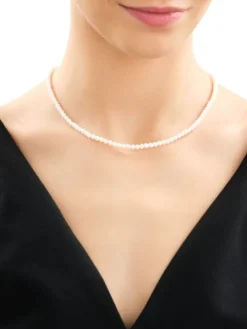 Naszyjnik z elementami z żółtego złota - perły