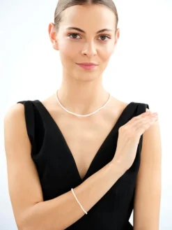 Naszyjnik z elementami z żółtego złota - perły