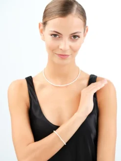 Naszyjnik z elementami z żółtego złota - perły