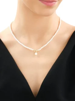 Naszyjnik z elementami z żółtego złota - perły