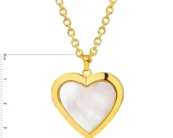 Naszyjnik z mosiądzu pozłacanego z masą perłową - puzderko - serce