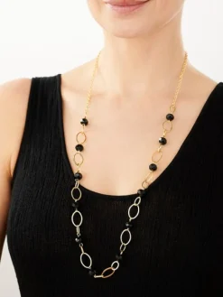 Naszyjnik z mosiądzu pozłacany ze szklanymi detalami