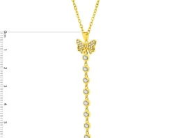 Naszyjnik z mosiądzu pozłacany z cyrkoniami - kokardka