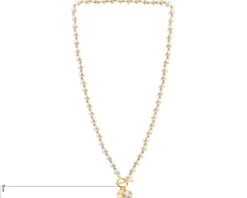 Naszyjnik z mosiądzu pozłacany z cyrkoniami i perłami