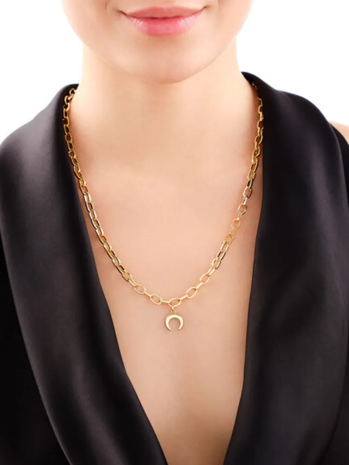 Naszyjnik z mosiądzu pozłacany - Księżyc