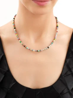 Naszyjnik z mosiądzu pozłacany z jaspisami