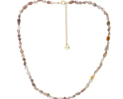 Naszyjnik z mosiądzu pozłacany z agatami