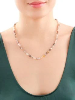 Naszyjnik z mosiądzu pozłacany z agatami