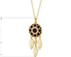 Naszyjnik z mosiądzu pozłacany z agatem i cyrkoniami - łapacz snów