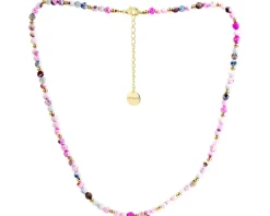 Naszyjnik z mosiądzu pozłacany z agatami