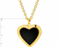 Naszyjnik z mosiądzu pozłacanego ze szklanym detalem - puzderko - serce