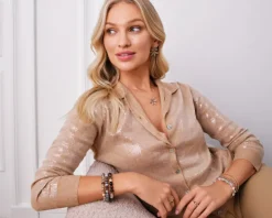 Naszyjnik z mosiądzu pozłacany z cyrkoniami - kwiat