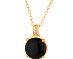 Naszyjnik z mosiądzu pozłacany z agatem i cyrkoniami