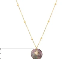 Naszyjnik z mosiądzu pozłacany z masą perłową i cyrkoniami - gwiazda