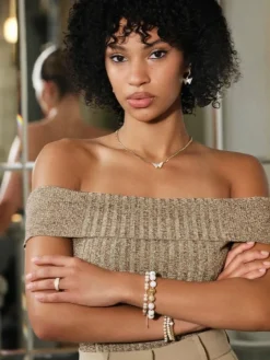 Naszyjnik z mosiądzu pozłacany z cyrkoniami i masą perłową - motyl