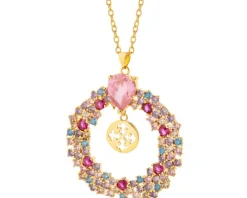 Naszyjnik z mosiądzu pozłacany z cyrkoniami