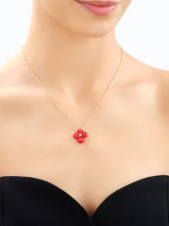 Naszyjnik z mosiądzu pozłacany - kwiat