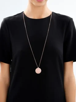 Naszyjnik z mosiądzu pozłacany z kwarcem - koło